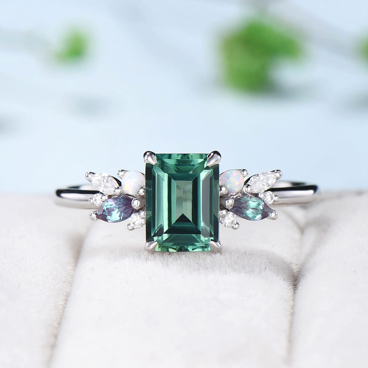 Mint Green Sapphire Ring, Cushion Sapphire Diamond Ring, Seafoam Green  Sapphire Engagement Ring, 14k 18k - Etsy Norway