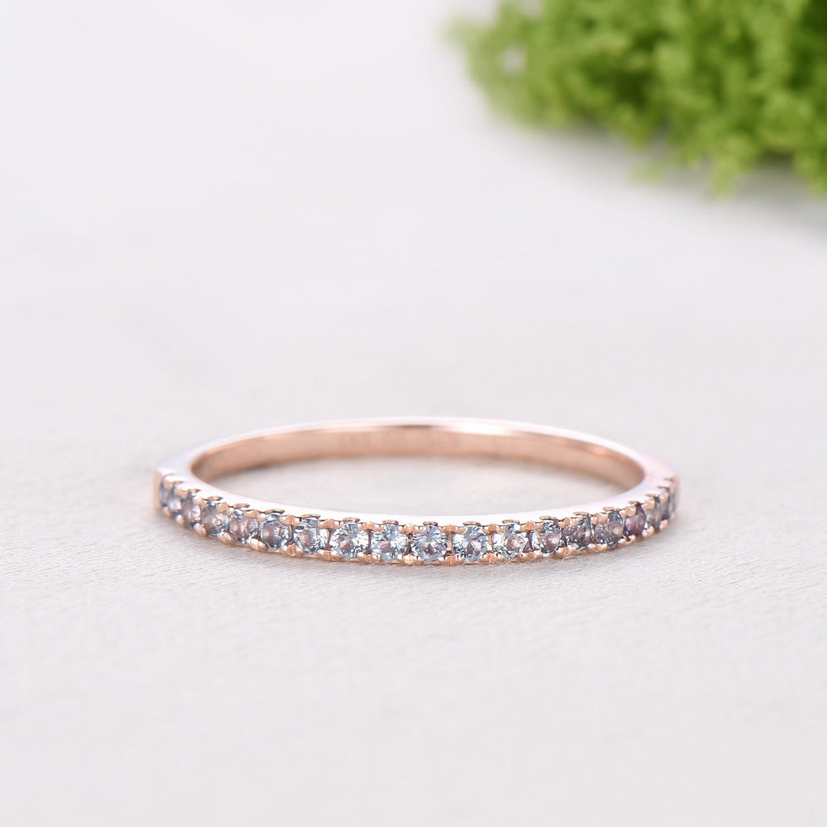 Alexandrite Eternity Band White Gold Dainty alexandrite Wedding Vermeil Ring,Matching Band Stacking Ring Anniversary Gift Birthstone ring