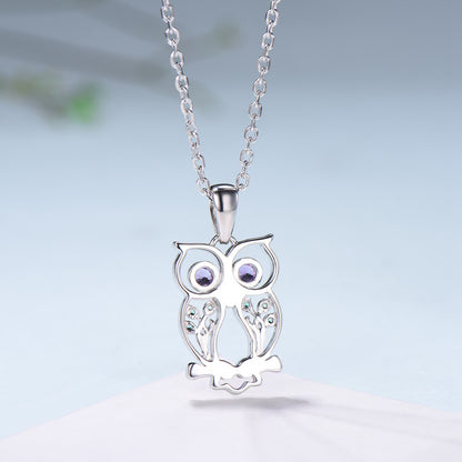 Elegant Owl Pendant Necklace Animal Inspired Amethyst Emerald Pendant Necklace Silver Yellow Gold Emerald Hollow Night Owl Anniversary Gift - PENFINE
