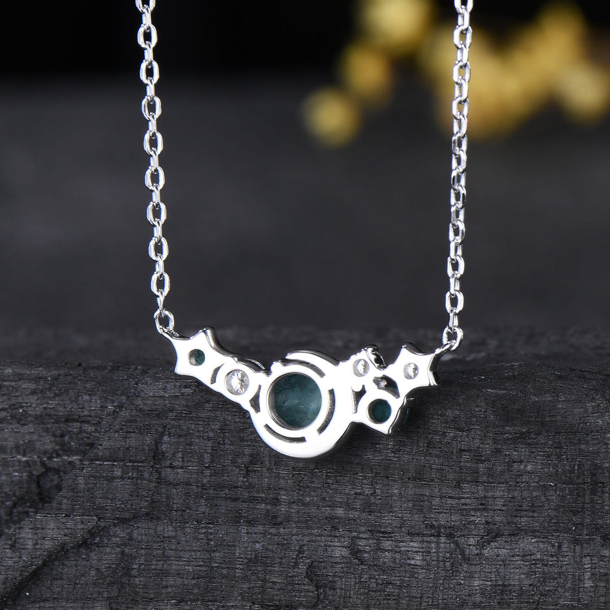 Moss Agate Star Moon Necklace Cluster Pendant Gifts For Women