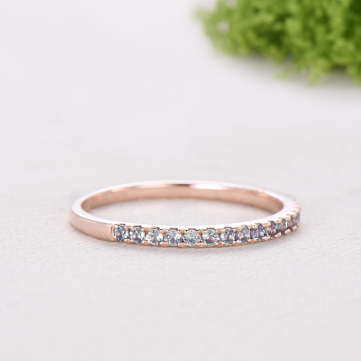 Alexandrite Eternity Band White Gold Dainty alexandrite Wedding Vermeil Ring,Matching Band Stacking Ring Anniversary Gift Birthstone ring