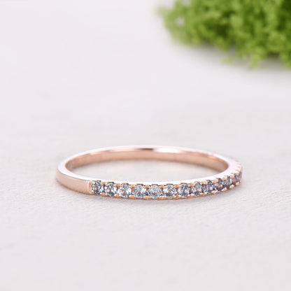 Alexandrite Eternity Band White Gold Dainty alexandrite Wedding Vermeil Ring,Matching Band Stacking Ring Anniversary Gift Birthstone ring