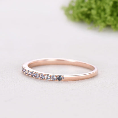 Alexandrite Eternity Band White Gold Dainty alexandrite Wedding Vermeil Ring,Matching Band Stacking Ring Anniversary Gift Birthstone ring