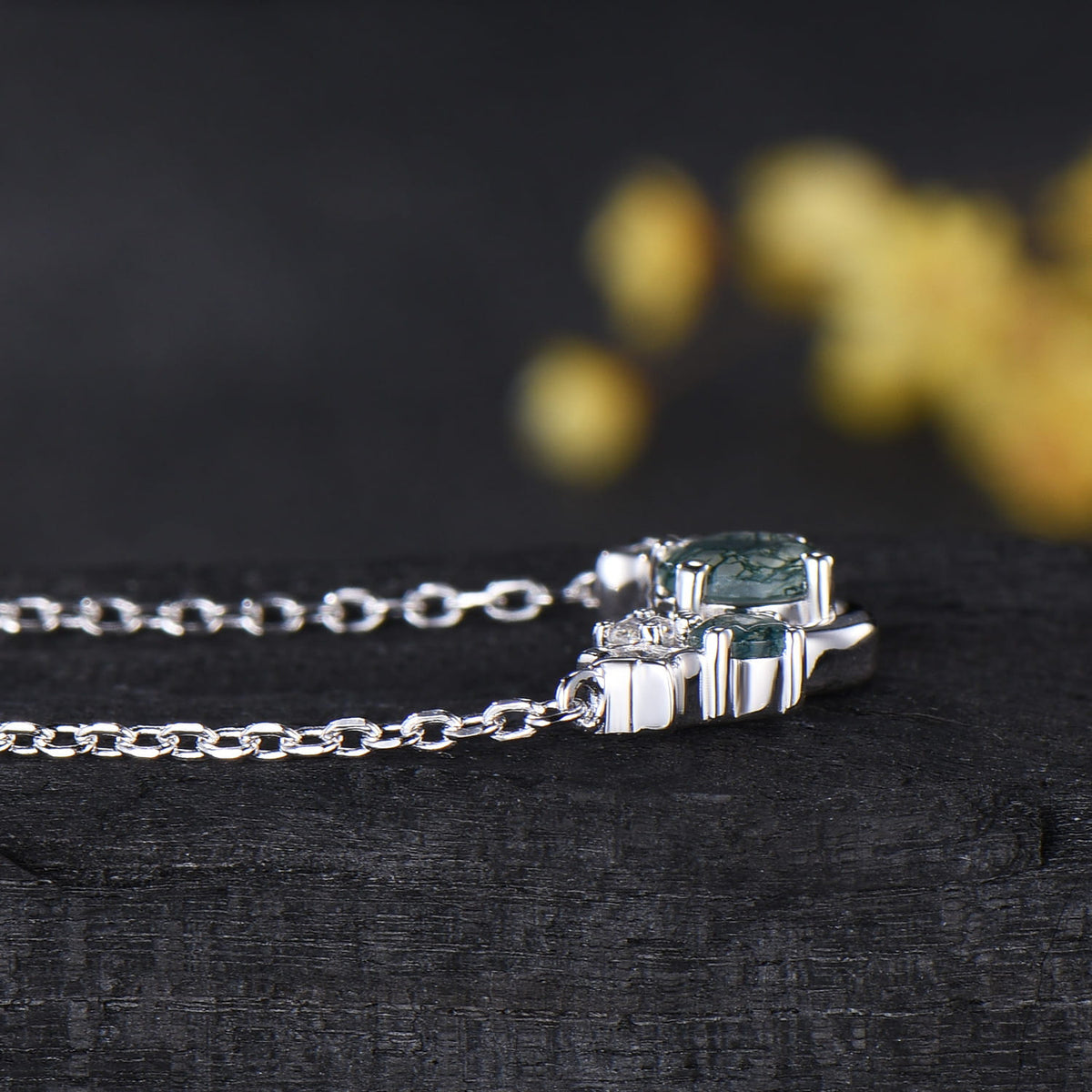 Moss Agate Star Moon Necklace Cluster Pendant Gifts For Women