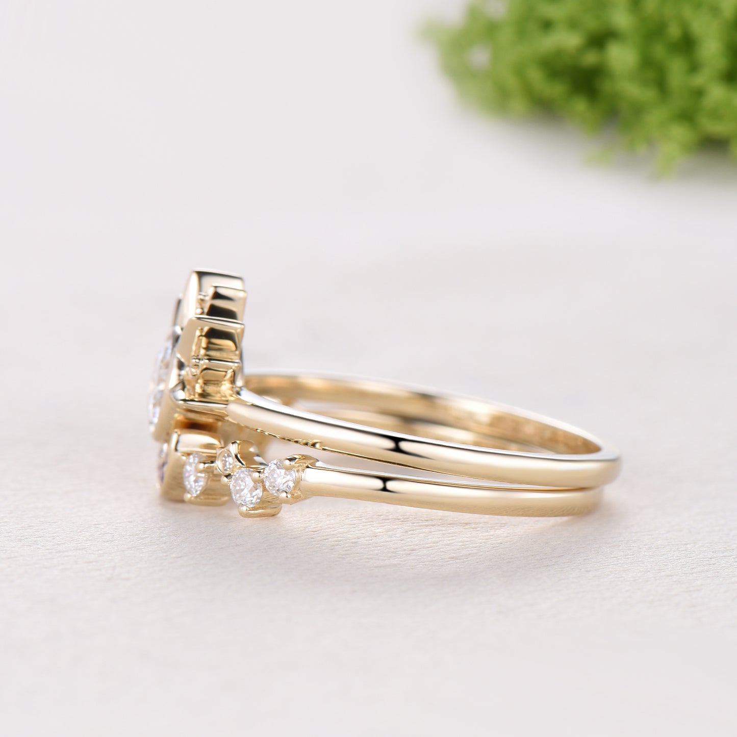 Unique 0.5 Carat Moissanite Ring Crescent Moon Moissanite Engagement Ring Set Sun And Moon Wedding Ring Art Deco Star Bridal Ring Set Women
