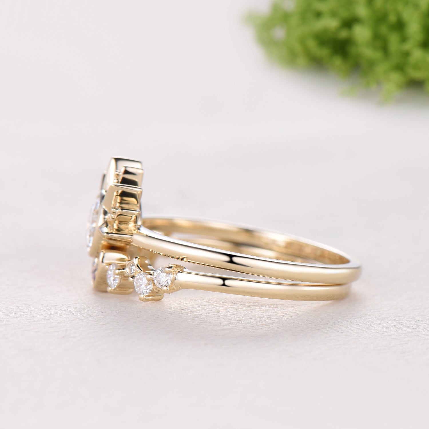 Unique 0.5 Carat Moissanite Ring Crescent Moon Moissanite Engagement Ring Set Sun And Moon Wedding Ring Art Deco Star Bridal Ring Set Women