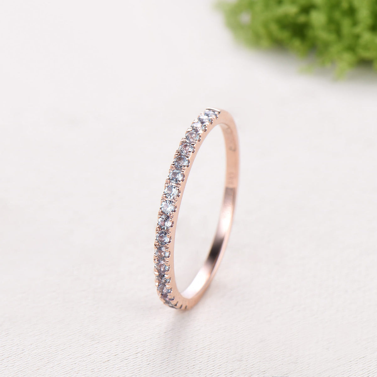 Alexandrite Eternity Band White Gold Dainty alexandrite Wedding Vermeil Ring,Matching Band Stacking Ring Anniversary Gift Birthstone ring