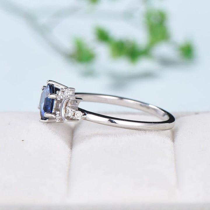 Vintage alexandrite engagement ring crescent moon hexagon cut color change  promise ring Unique cluster star amethyst anniversary ring Women - PENFINE