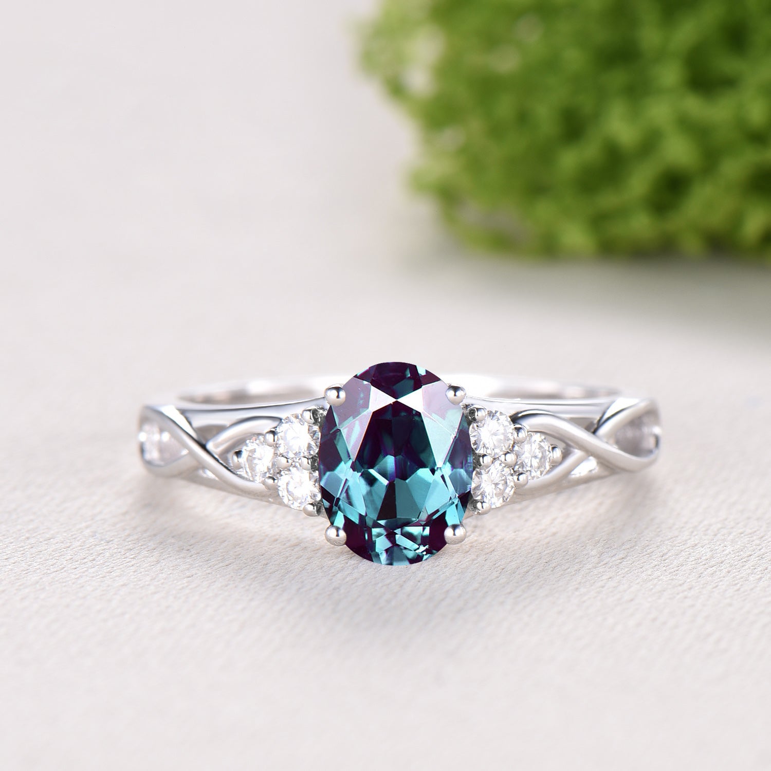 Celtic Norse Viking Alexandrite Engagement Ring Set Vintage Art