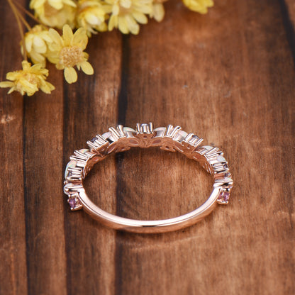 Marquise Opal Wedding Band: Alternative alexandrite amethyst Solid Gold Anniversary Ring