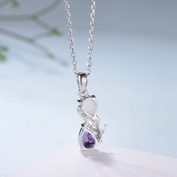 Nature Inspired Opal Amethyst Pendant Necklace Women Unique Alternative Stud Earrings Branch Snake pear shaped leaf wedding set promise gift - PENFINE