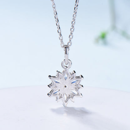 Vintage Snowflake Moonstone Pendant Necklace Unique Retro Marquise Moonstone  Necklace Floral Flower Pendant June Birthstone  Christmas gift - PENFINE