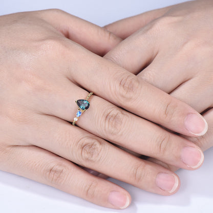 Vintage Alexandrite Moonstone Engagement Ring, 14k Rose Gold Twisted Band, Three Stone Promise Ring