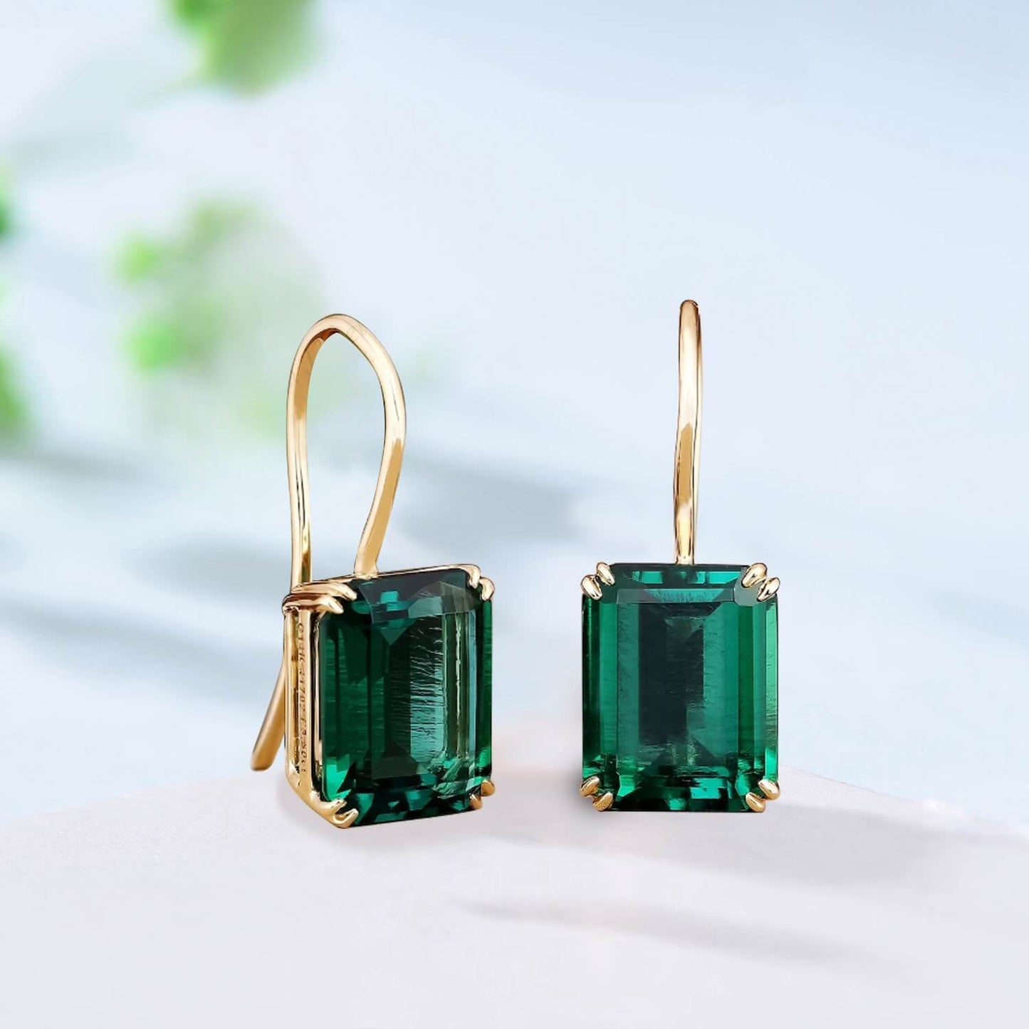 Vintage Emerald earrings emerald cut Stud Earrings May birthstone  Earrings for Women Solid 14k 18k rose  gold green crystal earrings - PENFINE