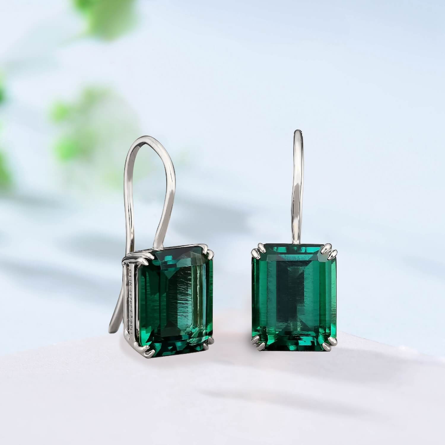 Vintage Emerald earrings emerald cut Stud Earrings May birthstone