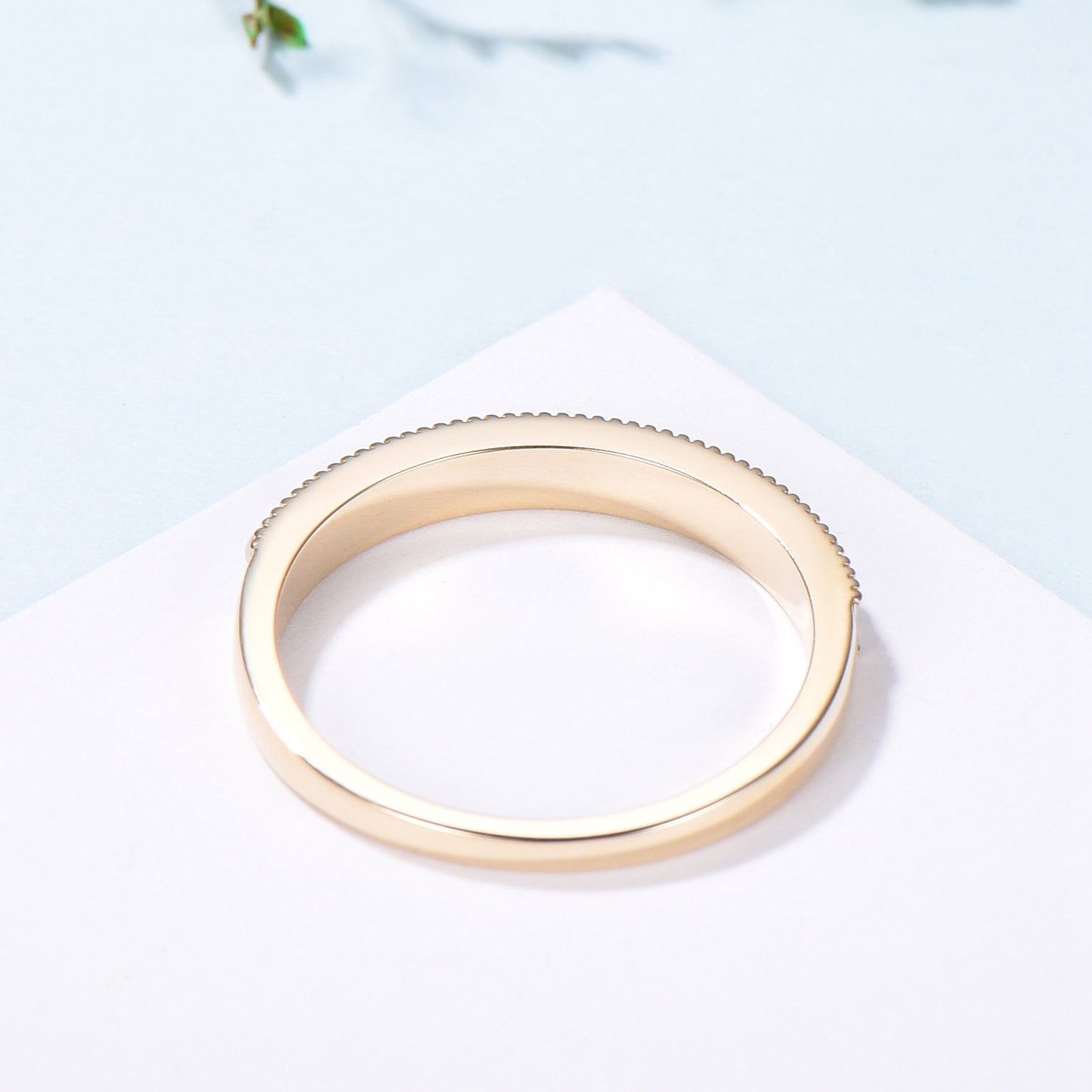Freshwater Pearl Wedding Ring - 14k Gold Milgrain Anniversary Band - PENFINE