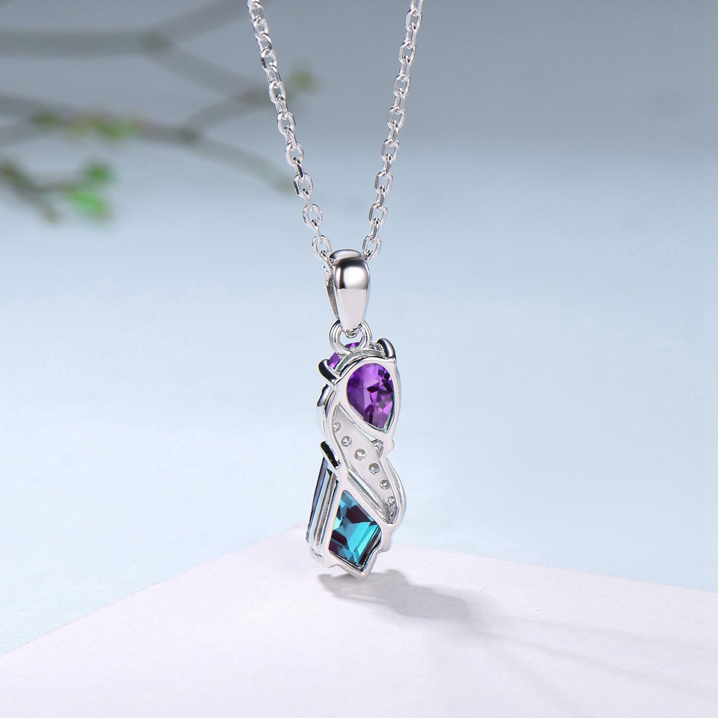 Unique Alexandrite Amethyst Necklace Pendant Women Alternative Moissanite Snake Anniversary Gift - PENFINE
