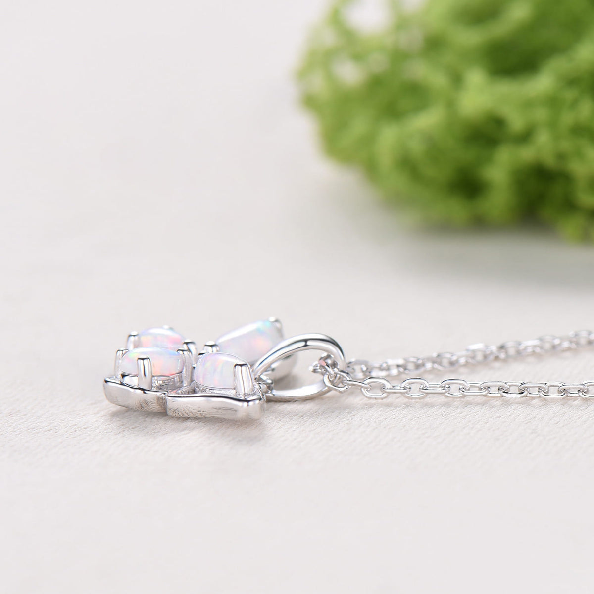 Elegant Marquise Pear White Opal Butterfly Pendant Necklace Fairy Wings