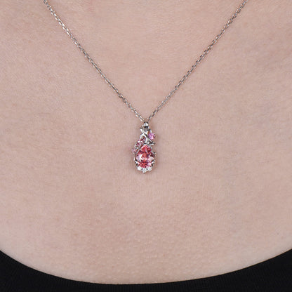 Floral Filigree Pink Padparadscha Sapphire Necklace