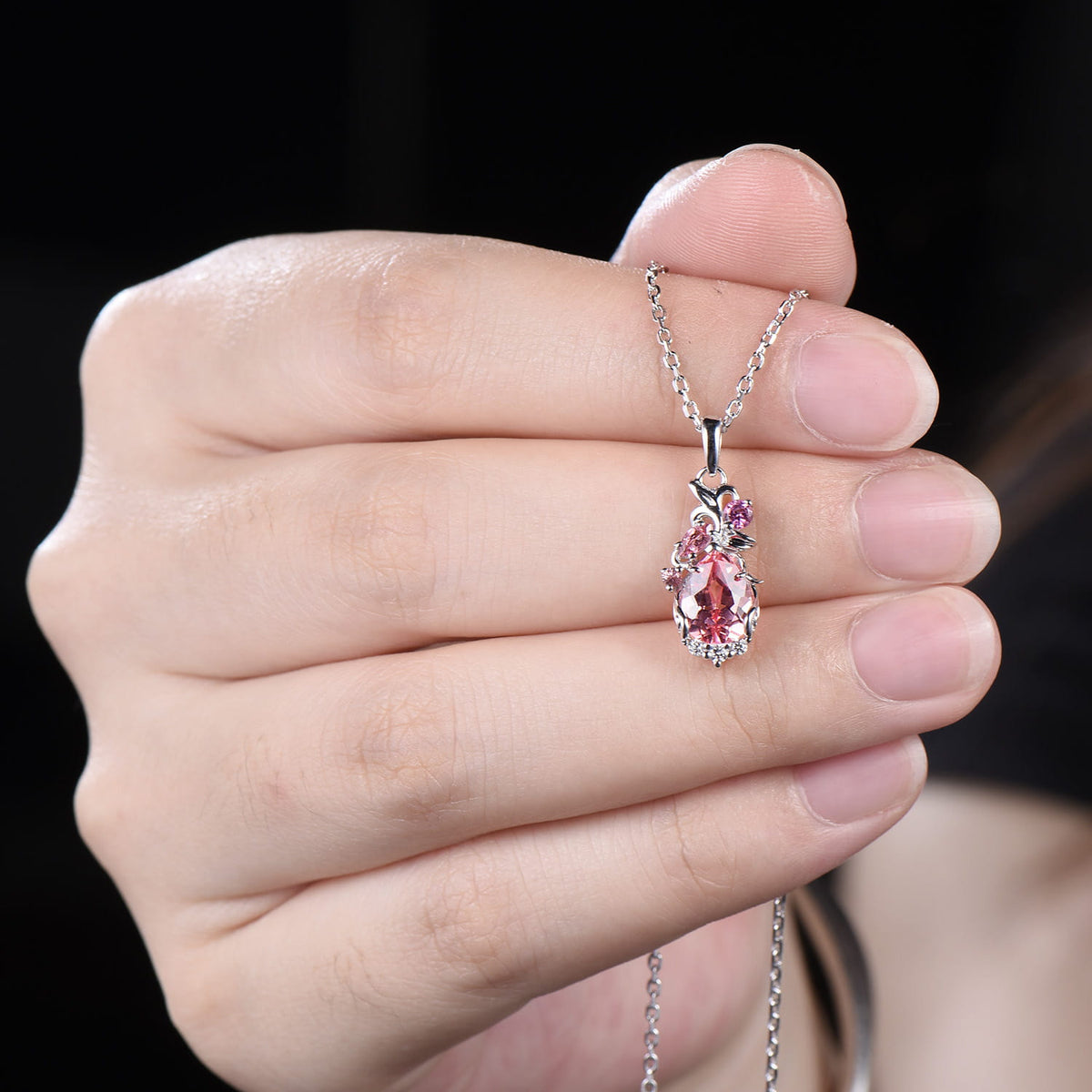 Floral Filigree Pink Padparadscha Sapphire Necklace