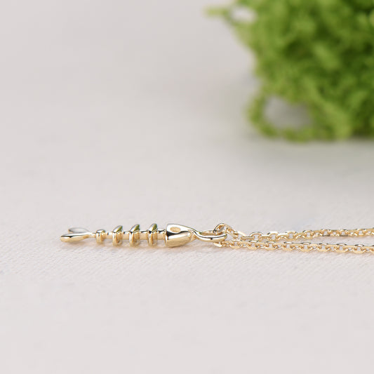Dainty Fishbone Necklace Unique Fish Pendant 9K/14K/18K Yellow Gold Fish Necklace Fish Bone Necklace Vintage Fish Charm Christian Necklace - PENFINE