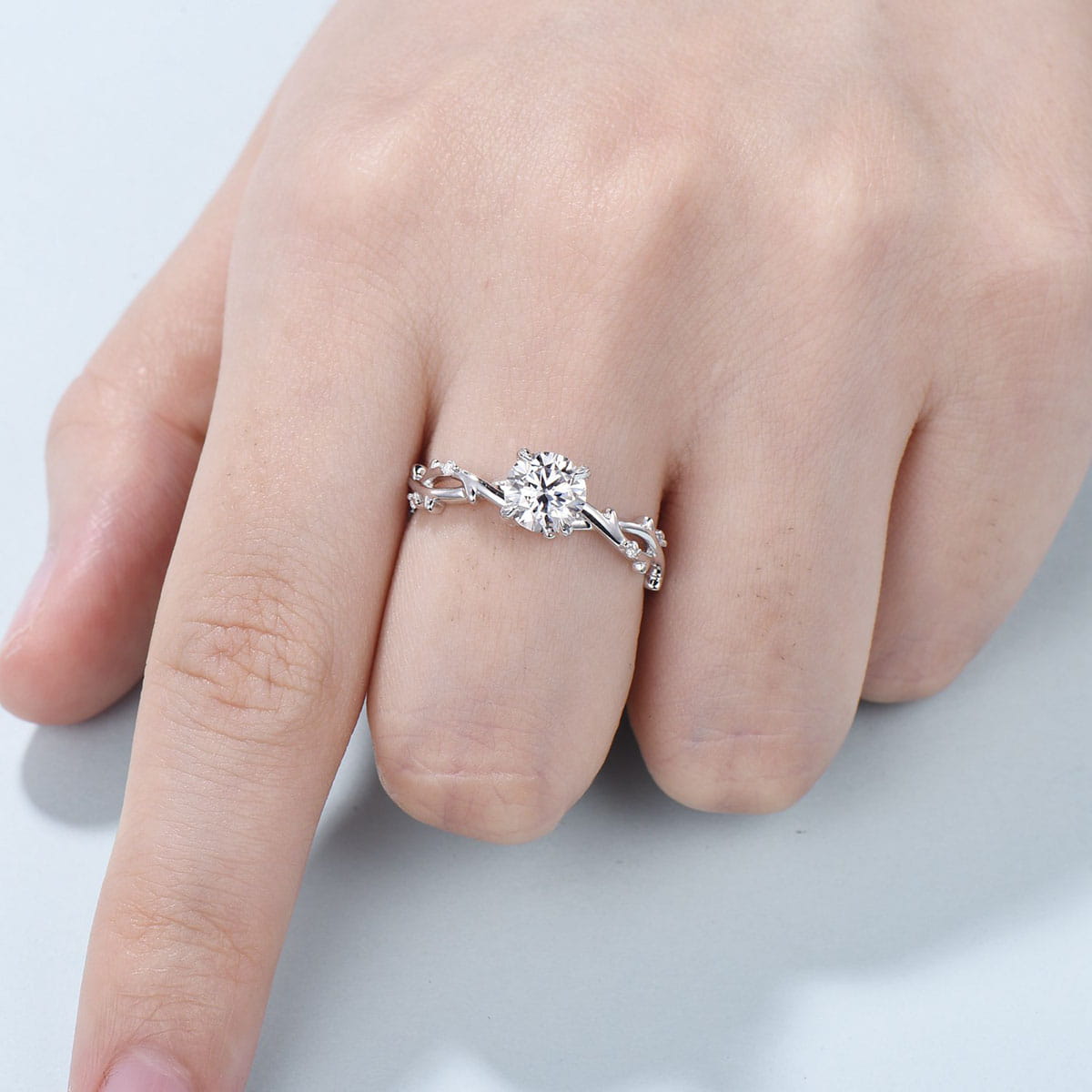 1CT Forever Moissanite ring Leaf Twig Moissanite Engagement Ring White Gold Natural Inspired Branch Wedding Ring Women Unique Bridal Ring - PENFINE