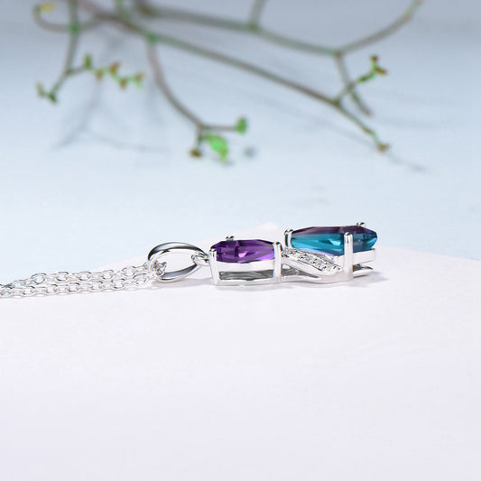 Unique Alexandrite Amethyst Necklace Pendant Women Alternative Moissanite Snake Anniversary Gift - PENFINE
