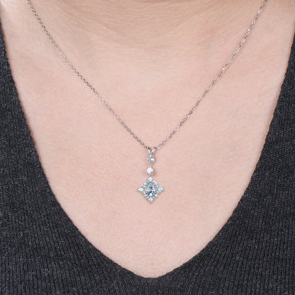 Elegant Oval Cut Natural Aquamarine Pendant White Opal Halo Wedding Necklace
