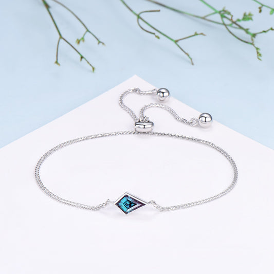 Bezel Set kite cut alexandrite bracelet Minimalist dainty bracelet vintage unique Stackable Bracelet For Women art deco anniversary gift - PENFINE