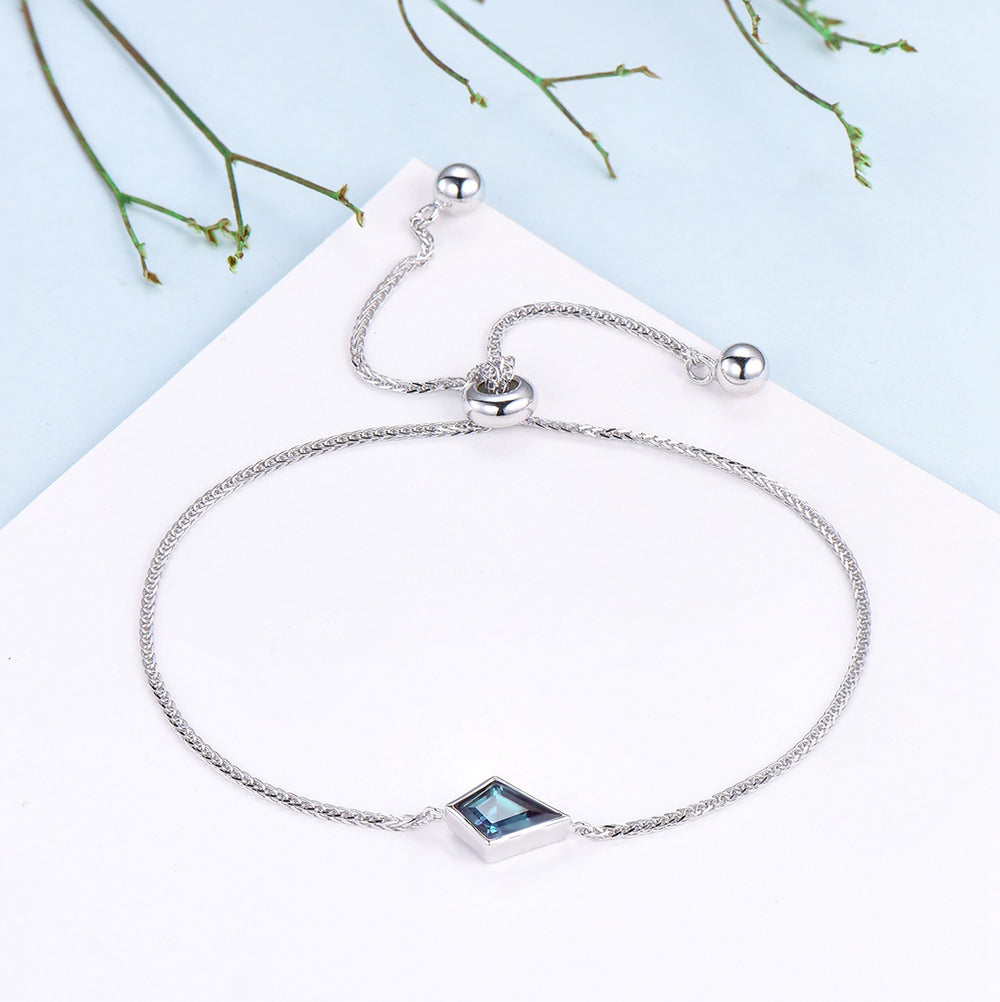 Bezel Set kite cut alexandrite bracelet Minimalist dainty bracelet vintage unique Stackable Bracelet For Women art deco anniversary gift - PENFINE