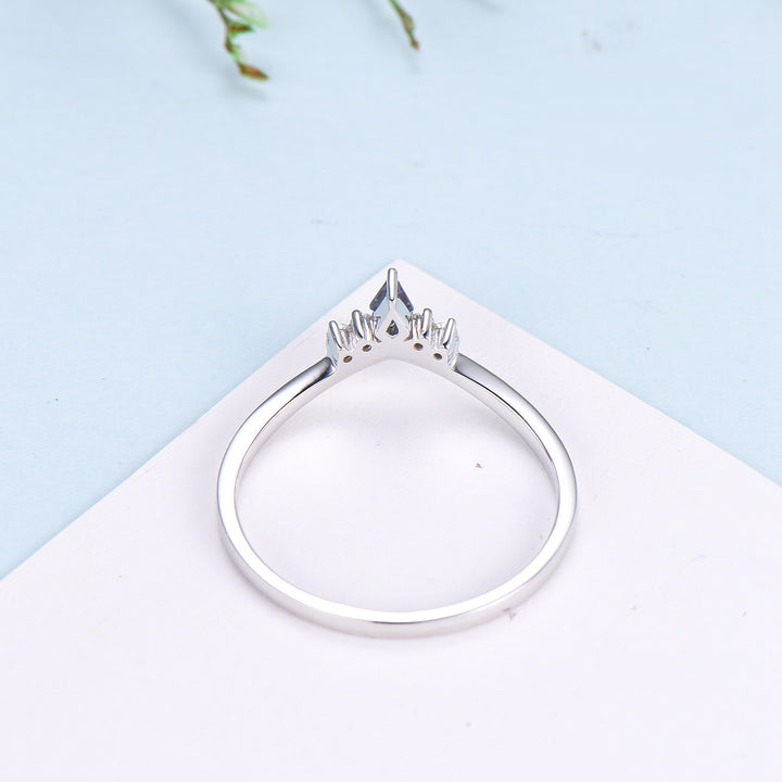 Dainty Curved Alexandrite Wedding Ring Women Kite Alexandrite Stacking Band Moissanite  Anniversary Ring Art Deco June Promise Ring For Her - PENFINE