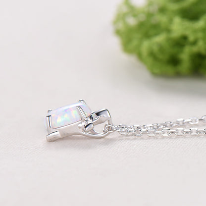 1.5CT Oval White Opal Ocean Turtle Pendant Necklace