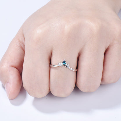 Dainty Curved Alexandrite Wedding Ring Women Kite Alexandrite Stacking Band Moissanite  Anniversary Ring Art Deco June Promise Ring For Her - PENFINE