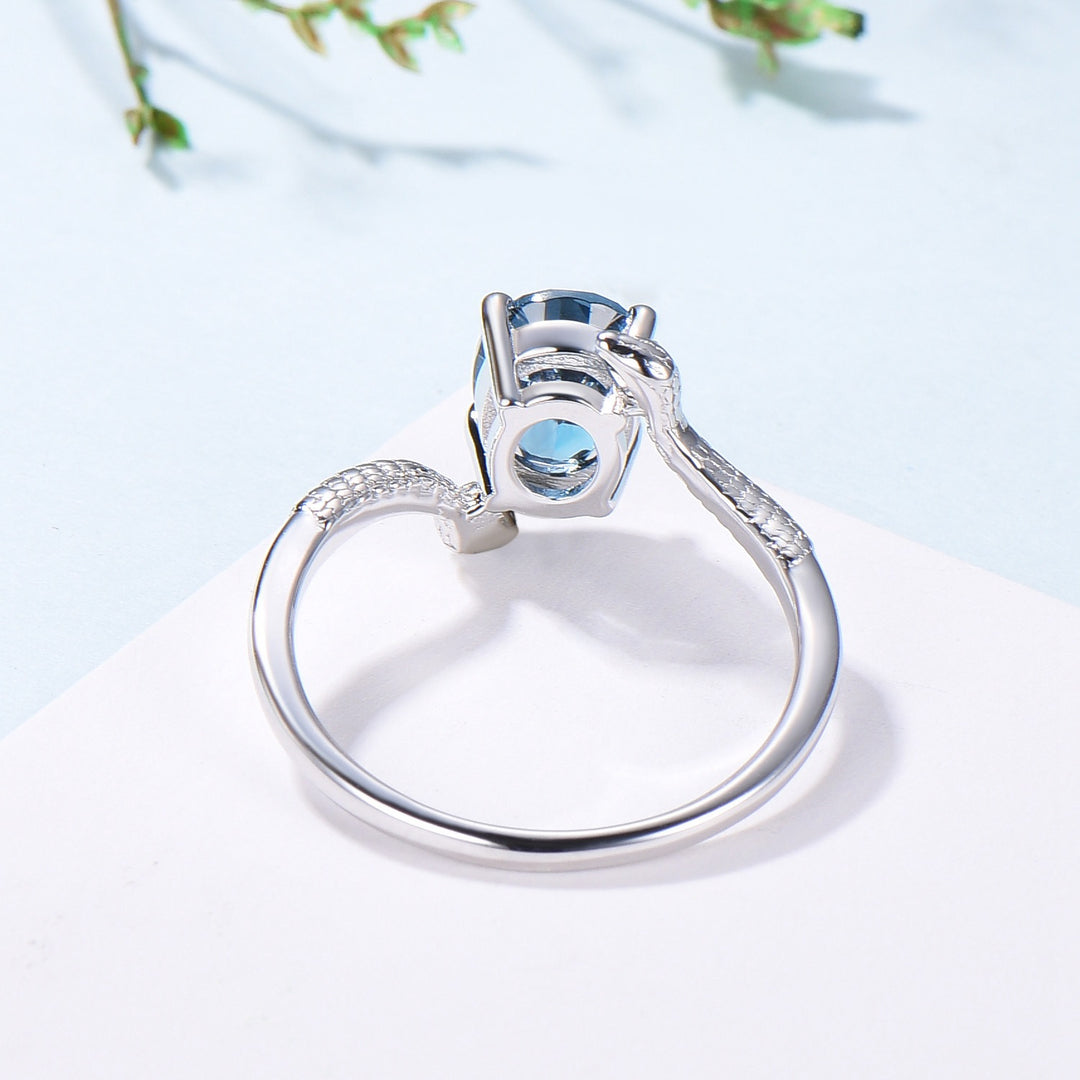 Snake Ring: London Blue Topaz, Citrine, Handmade Gold Anniversary Ring - PENFINE