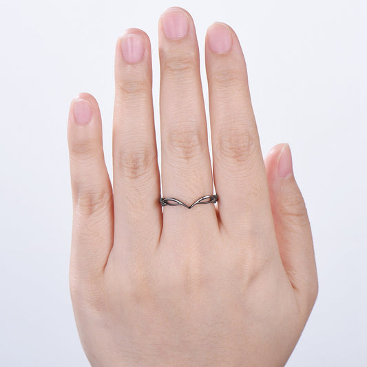 Emerald Wedding Band Curved Art Deco Stacking Wedding Ring Anniversary Ring For Women Stackable Band Evil Eye Emerald Promise Ring For Her
