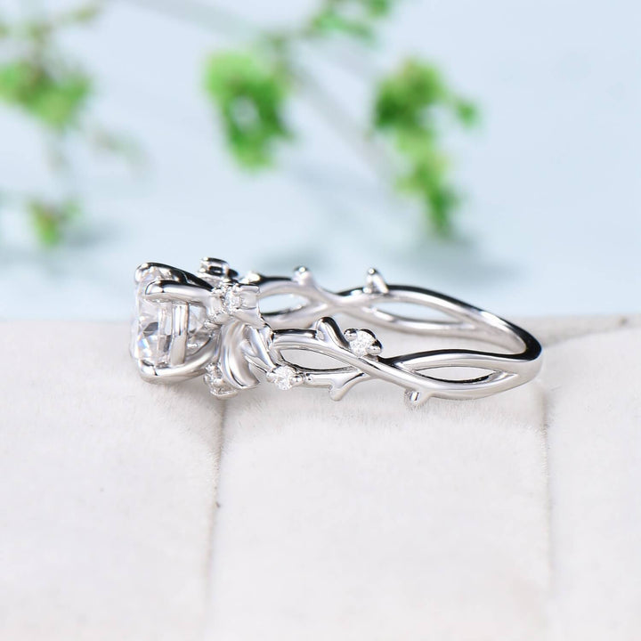 1CT Brilliant Moissanite ring Leaf Branch Moissanite Engagement Ring Nature Inspired Moon Wedding Ring Unique Twig Promise Ring For Women - PENFINE