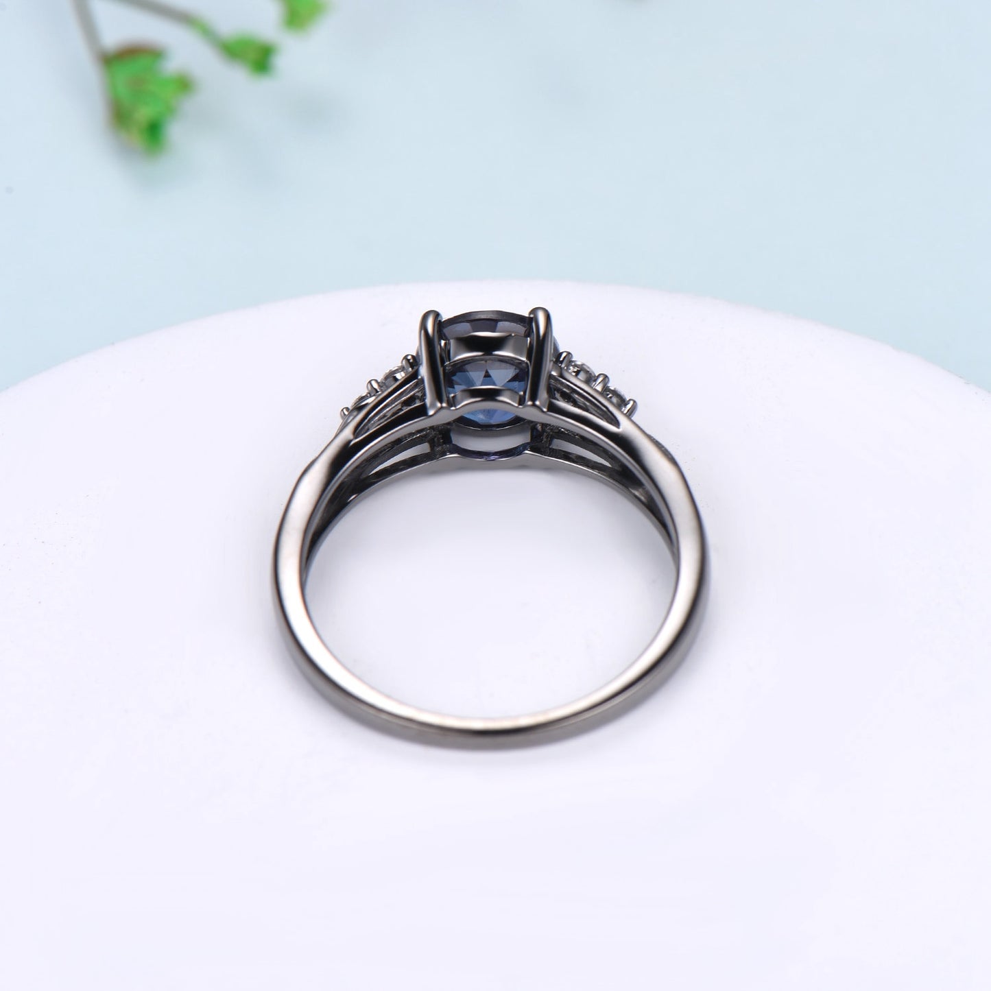 Vintage Alexandrite Engagement Ring White Gold Solid 14K/18K Gold Unique Alternative Ring Cluster Diamond Wedding Ring Anniversary gift - PENFINE