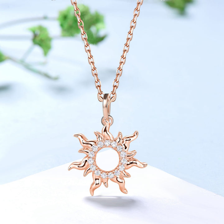 Unique Sunflower Moissanite Diamond Pendant Necklace - PENFINE