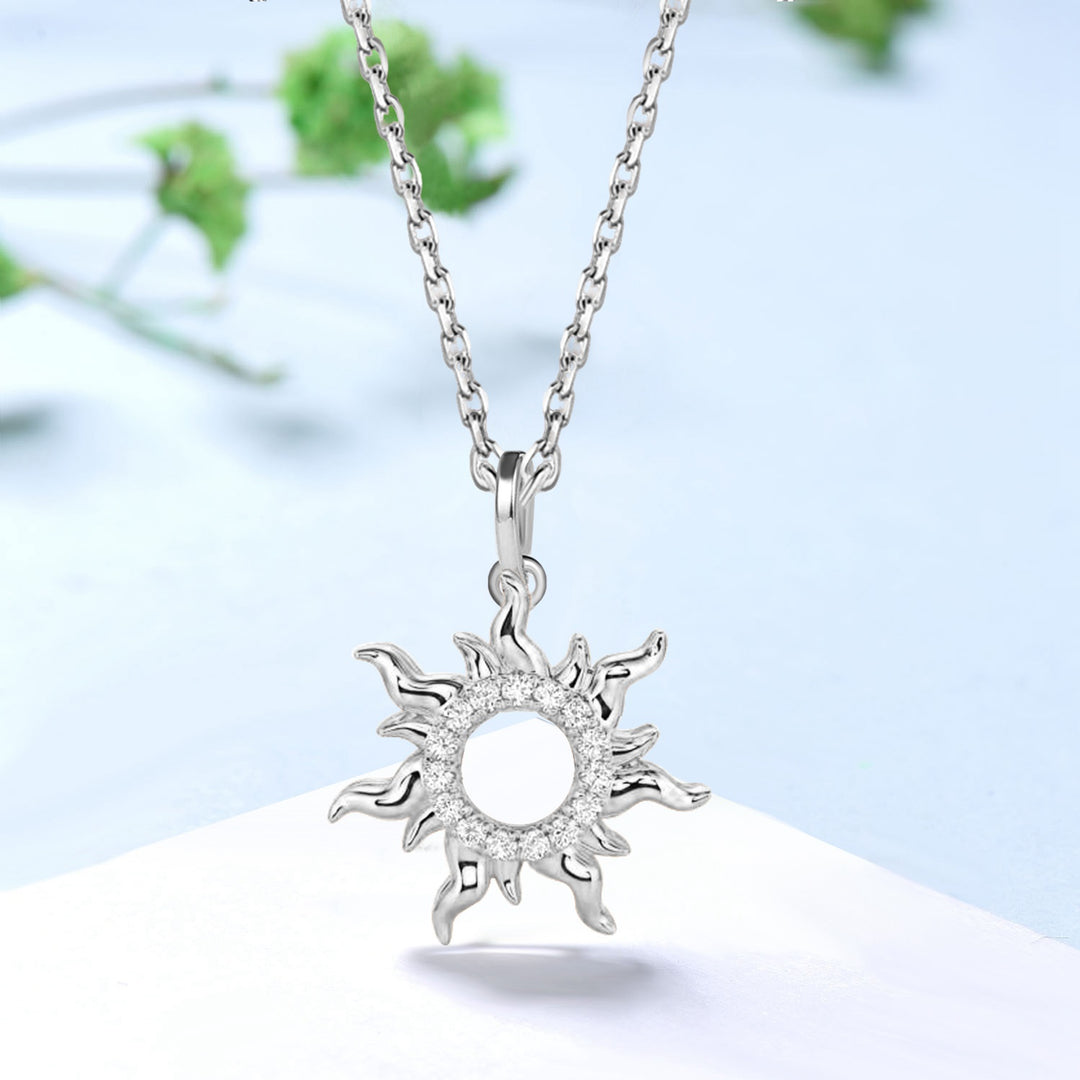 Unique Sunflower Moissanite Diamond Pendant Necklace - PENFINE