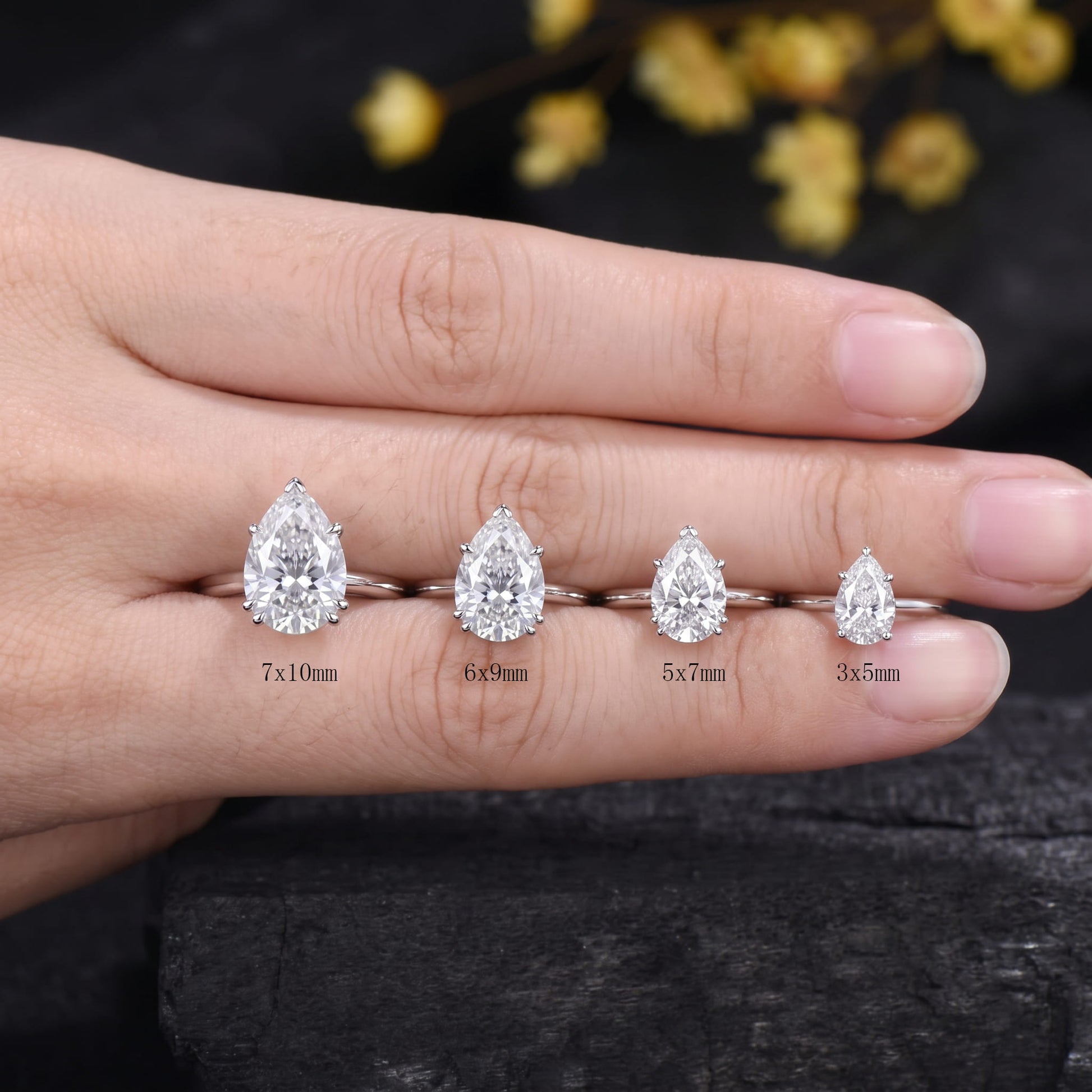 2CT Teardrop Pear Cut Lab Grown Diamond Engagement Ring, Solitaire Minimalist  Seven Prongs Wedding Band, Delicate Anniversary Gift for Her