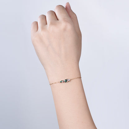 Elegant Pear Shaped Emerald Bracelet Multi-Stone Baguette Alexandrite Moissanite Lobster Claw Bracelet Silver Gold Art Deco Anniversary Gift