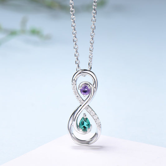 Vintage Emerald Necklace Unique Unique Infinity Amethyst Style Pendant Dainty Eternal Amethyst Emerald Pendant Best Anniversary gift women - PENFINE