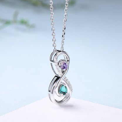 Vintage Emerald Necklace Unique Unique Infinity Amethyst Style Pendant Dainty Eternal Amethyst Emerald Pendant Best Anniversary gift women - PENFINE