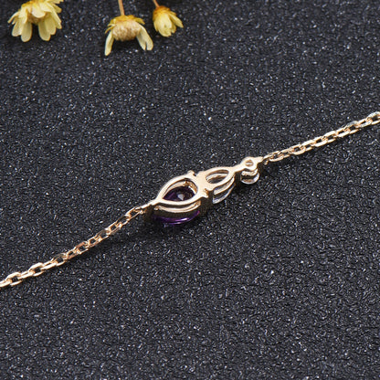 Minimalist Teardrop Natural Amethyst Moonstone Bracelet
