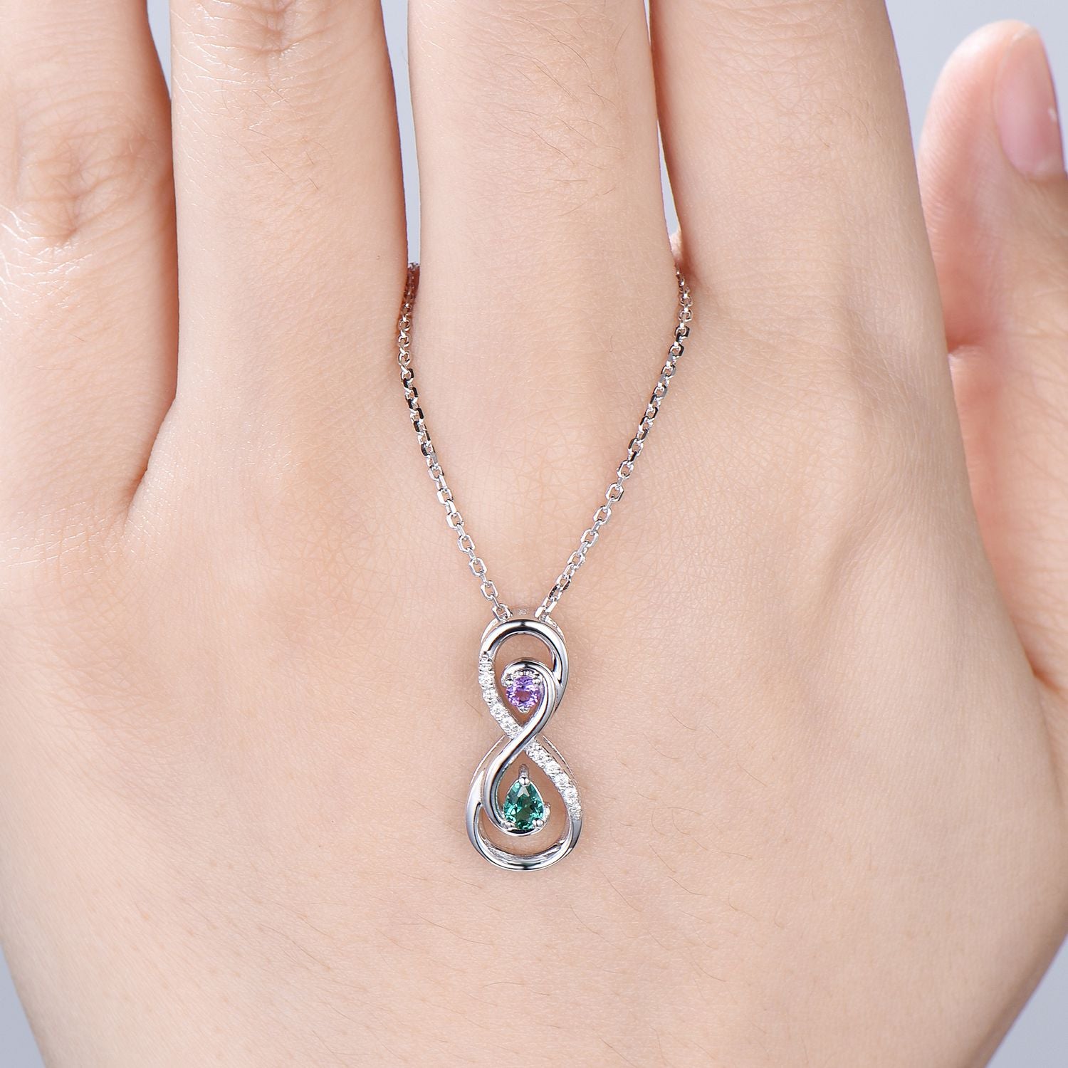 Vintage Emerald Necklace Unique Unique Infinity Amethyst Style Pendant Dainty Eternal Amethyst Emerald Pendant Best Anniversary gift women - PENFINE