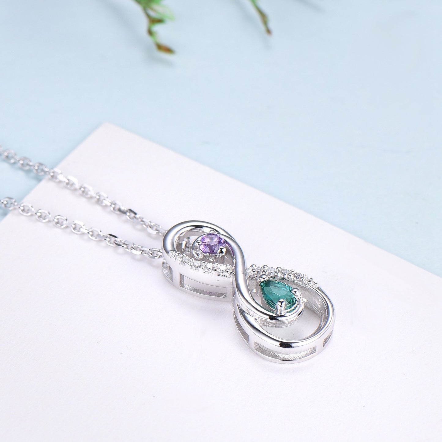 Vintage Emerald Necklace Unique Unique Infinity Amethyst Style Pendant Dainty Eternal Amethyst Emerald Pendant Best Anniversary gift women - PENFINE