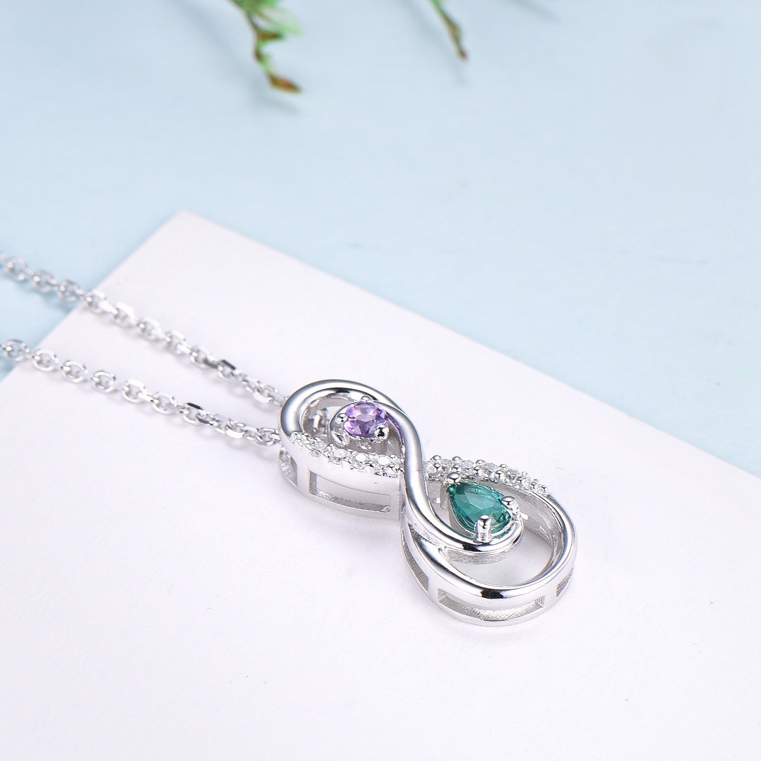 Vintage Emerald Necklace Unique Unique Infinity Amethyst Style Pendant Dainty Eternal Amethyst Emerald Pendant Best Anniversary gift women - PENFINE