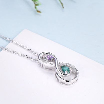 Vintage Emerald Necklace Unique Unique Infinity Amethyst Style Pendant Dainty Eternal Amethyst Emerald Pendant Best Anniversary gift women - PENFINE