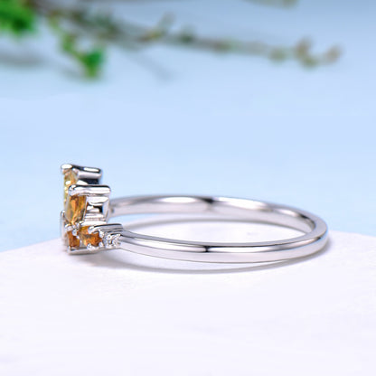 Unique Butterfly Citrine Engagement Ring Vintage Marquise and Pear  Citrine Rings  Wedding Ring  Anniversary Ring November Birthstone Gift - PENFINE