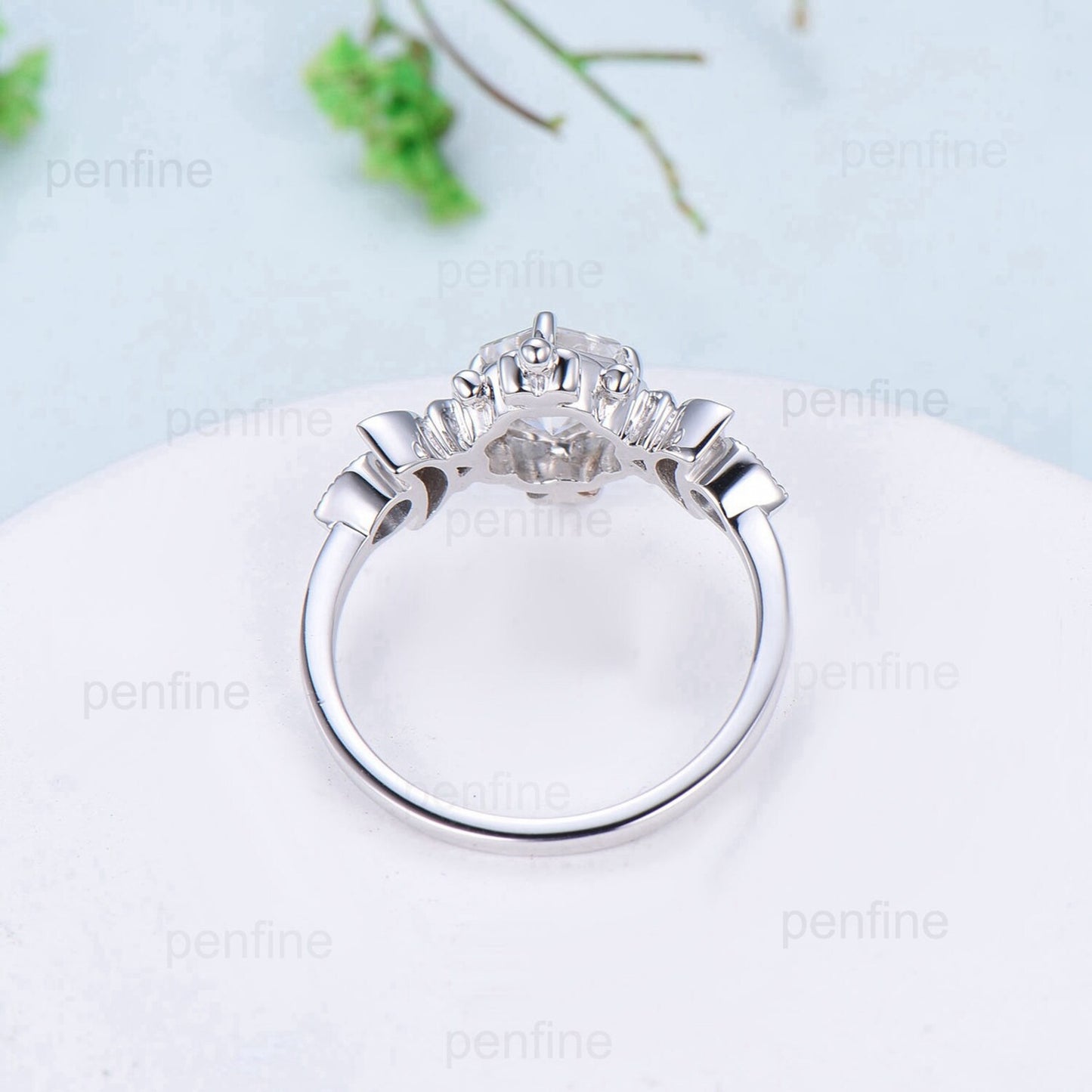 Celestial Sun and Moon Engagement Ring | Sapphire & Citrine Floral Mandala - PENFINE